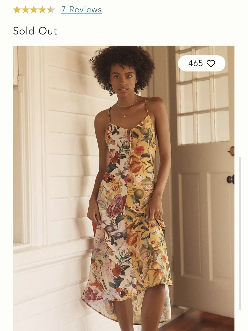 Anthropologie Yellow Multi Floral High-Low Slip Dress